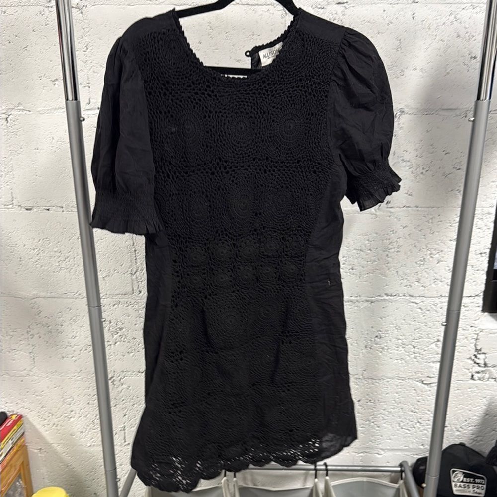 Elegant Black Lace Dress ALLISON New York - Size Medium - Lace Knitted Dress